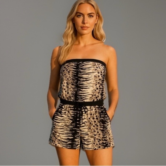 Ash & Emee by 26 International Animal Print Strapless Romper - Size S - Picture 1 of 5